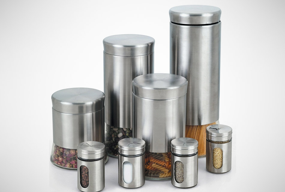 Stainless Steel Canisters and Spice Jars